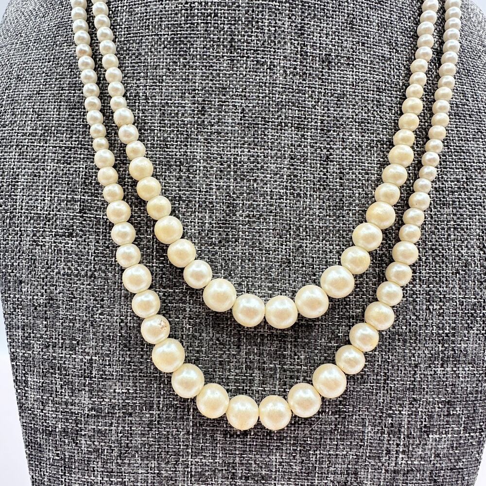 Vintage 90s Avon Double Strand Faux Pearl Necklace Creamy White Women's Jewelry